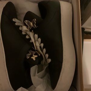 Michael Kors black leather butterfly sneakers